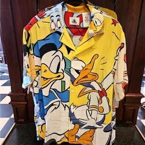 Disney Men's Casual Button Down Shirt - Yellow, Blue, White
